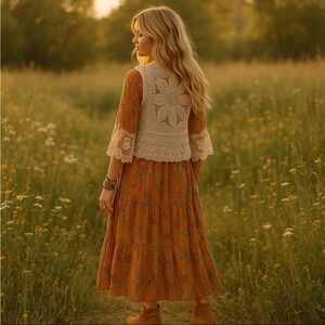 Ilse Jacobsen Hornbaek crochet cardigan vest Large
